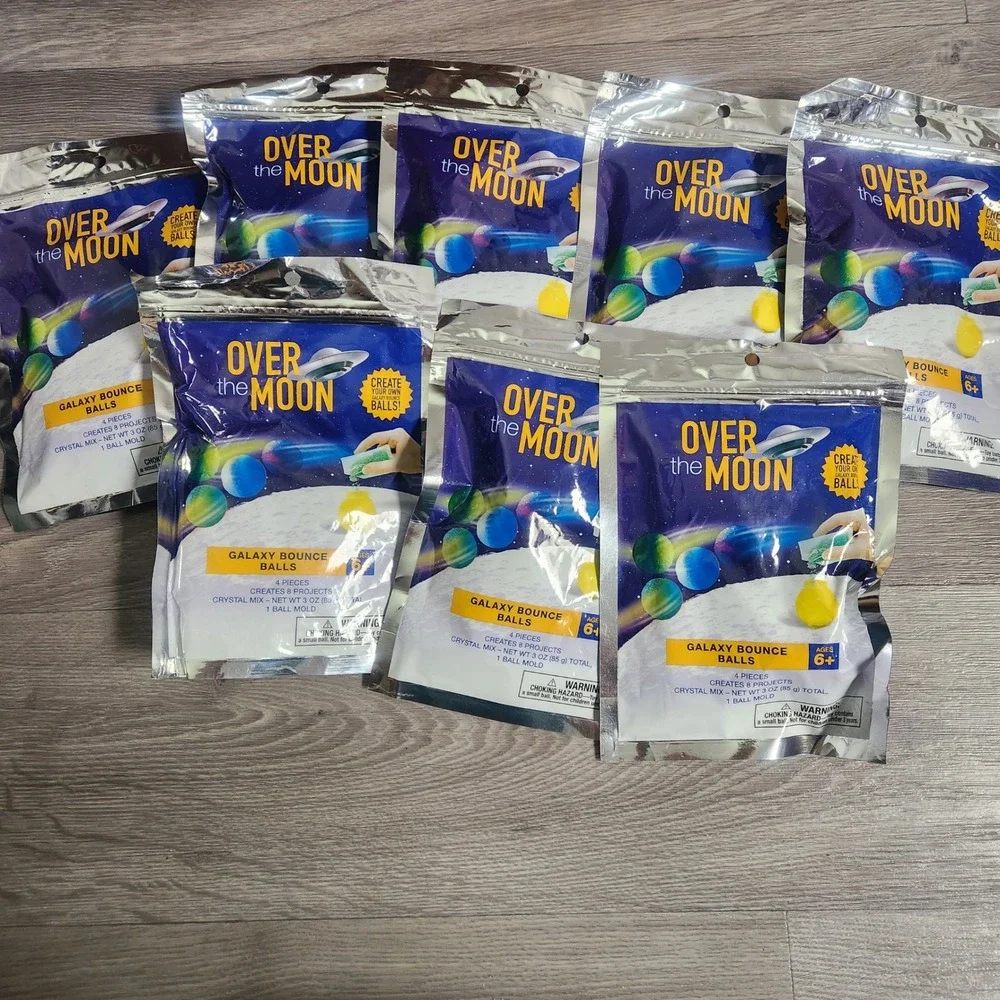 Over the Moon Galaxy Bounce Balls‎ Crystal Mix  8 Packs Science Projects Ages 6+